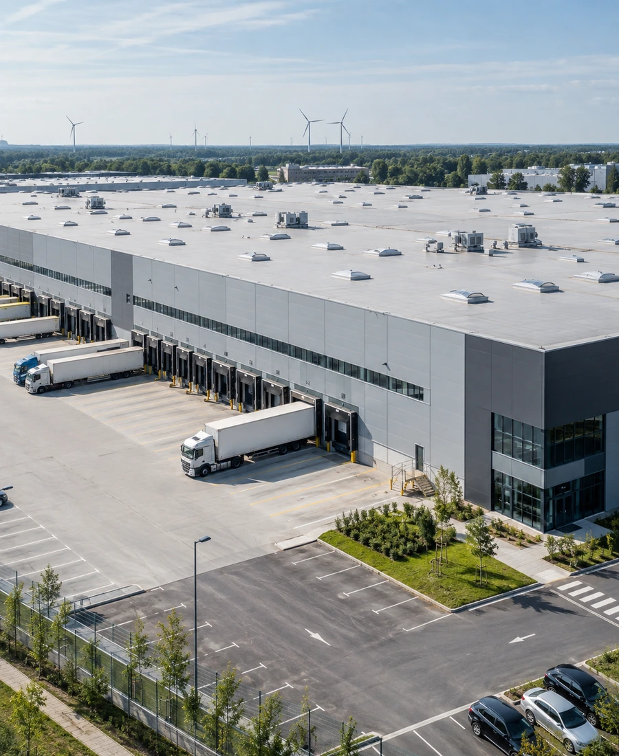 Acoperiș hală logistică și depozit industrial