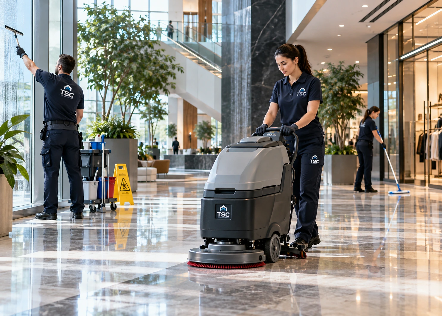 Operator TSC efectuând servicii de floor care