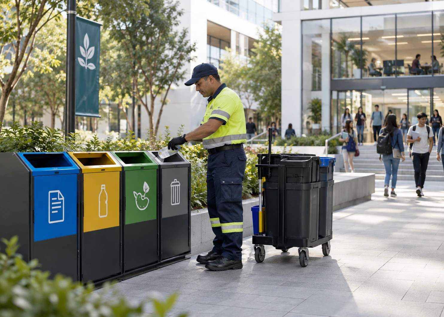 Operator TSC gestionând colectarea selectivă într-un campus