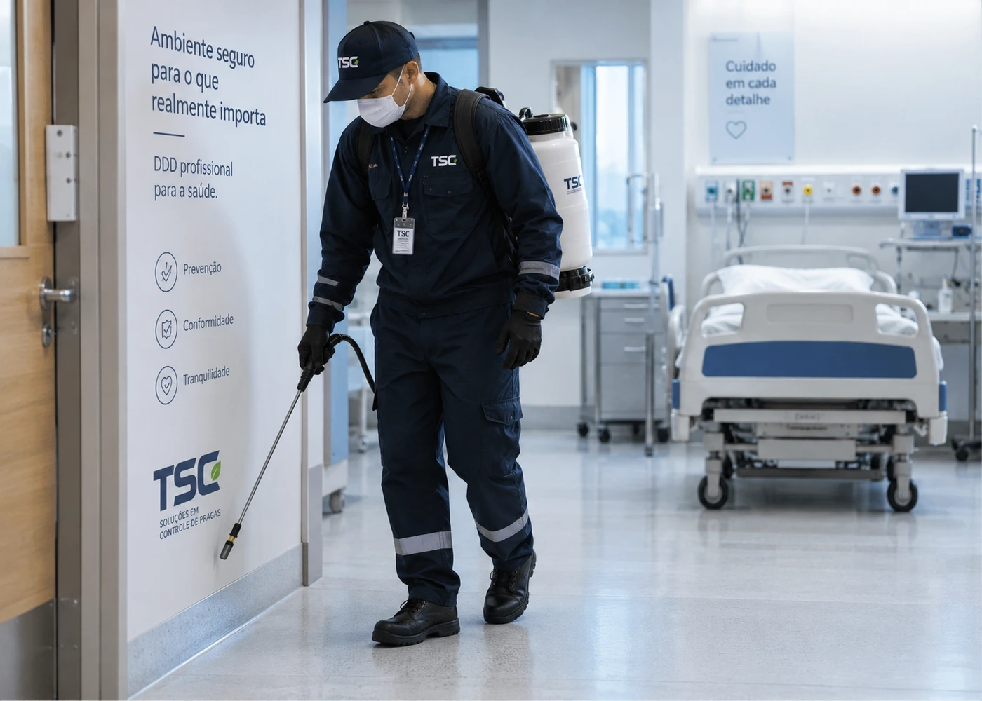 Operator TSC realizând servicii DDD într-o unitate medicală